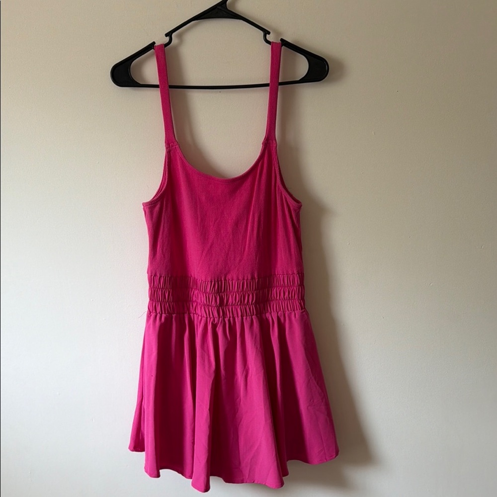 Women’s Hot Pink Mini Dress with Smocked Waist